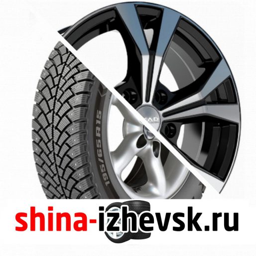 Колесо в сборе BF Goodrich G Force Stud 215/55 R16 Q 97 + СКАД Нагано 6.5xR16 5×114.3 ET45 DIA60.1 Черный глянцевый с полированной лицевой поверхностью в Ижевске
